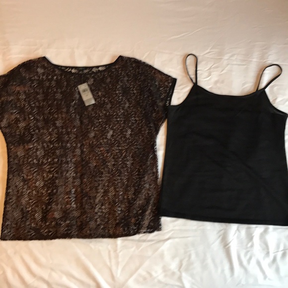 NWT Ann Taylor Bronze Lace & Black Cami, S.Petite - Picture 2 of 8
